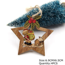 Charger l'image dans la galerie, 4PCS Star Printed Wooden Pendants Ornaments Xmas Tree Ornament DIY Wood Crafts Kids Gift for Home Christmas Party Decorations