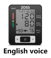 Charger l'image dans la galerie, ZOSS English or Russian Voice Cuff Wrist Sphygmomanometer Blood Presure Meter Monitor Heart Rate Pulse