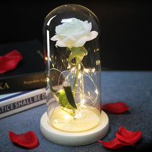 Charger l'image dans la galerie, Artificial Eternal Rose LED Light Beauty The Beast In Glass Cover Christmas