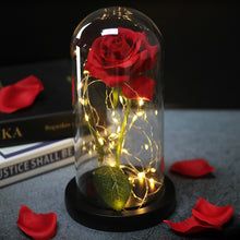 Charger l'image dans la galerie, Artificial Eternal Rose LED Light Beauty The Beast In Glass Cover Christmas