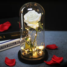 Charger l'image dans la galerie, Artificial Eternal Rose LED Light Beauty The Beast In Glass Cover Christmas
