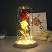 Charger l'image dans la galerie, Artificial Eternal Rose LED Light Beauty The Beast In Glass Cover Christmas