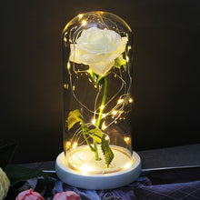 Charger l'image dans la galerie, Artificial Eternal Rose LED Light Beauty The Beast In Glass Cover Christmas