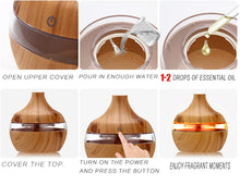 Charger l'image dans la galerie, saengQ Electric Humidifier Essential Aroma Oil Diffuser Ultrasonic Wood Grain Air Humidifier USB Mini Mist Maker LED Light For