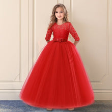 Charger l'image dans la galerie, Red Girl Lace Embroidery Christmas Birthday Party Dress Flower Wedding Gown Formal Kids Dresses For Girls Teen Clothes 6 14 Yrs