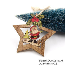 Charger l'image dans la galerie, 4PCS Star Printed Wooden Pendants Ornaments Xmas Tree Ornament DIY Wood Crafts Kids Gift for Home Christmas Party Decorations
