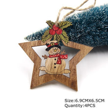 Charger l'image dans la galerie, 4PCS Star Printed Wooden Pendants Ornaments Xmas Tree Ornament DIY Wood Crafts Kids Gift for Home Christmas Party Decorations
