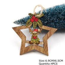 Charger l'image dans la galerie, 4PCS Star Printed Wooden Pendants Ornaments Xmas Tree Ornament DIY Wood Crafts Kids Gift for Home Christmas Party Decorations
