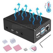 Charger l'image dans la galerie, GeeekPi Black / Dark Gray Metal Case Enclosure Cover Shell with Heat Sinks for Raspberry Pi 4B Pi 4 Model B
