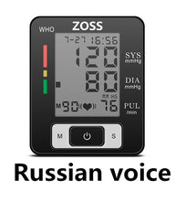 Charger l'image dans la galerie, ZOSS  English or Russian Voice Cuff Wrist Sphygmomanometer Blood Presure Meter Monitor Heart Rate Pulse
