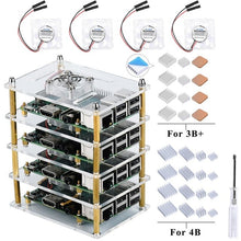 Charger l'image dans la galerie, GeeekPi 4 Layer Acrylic Dark Brown/Transparent Clear Case Cooling Raspberry Pi 4B / 3B+ / 3B /2B/B+
