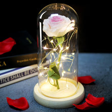Charger l'image dans la galerie, Artificial Eternal Rose  LED Light Beauty The Beast In Glass Cover Christmas
