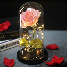 Charger l'image dans la galerie, Artificial Eternal Rose  LED Light Beauty The Beast In Glass Cover Christmas
