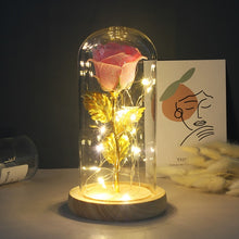 Charger l'image dans la galerie, Artificial Eternal Rose  LED Light Beauty The Beast In Glass Cover Christmas
