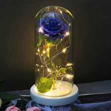 Charger l'image dans la galerie, Artificial Eternal Rose  LED Light Beauty The Beast In Glass Cover Christmas
