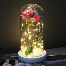 Charger l'image dans la galerie, Artificial Eternal Rose  LED Light Beauty The Beast In Glass Cover Christmas
