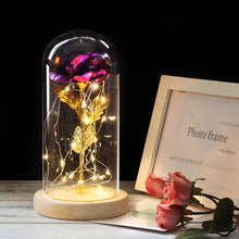 Charger l'image dans la galerie, Artificial Eternal Rose  LED Light Beauty The Beast In Glass Cover Christmas
