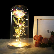 Charger l'image dans la galerie, Artificial Eternal Rose  LED Light Beauty The Beast In Glass Cover Christmas
