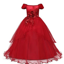 Charger l'image dans la galerie, Red Girl Lace Embroidery Christmas Birthday Party Dress Flower Wedding Gown Formal Kids Dresses For Girls Teen Clothes 6 14 Yrs
