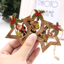 Charger l'image dans la galerie, 4PCS Star Printed Wooden Pendants Ornaments Xmas Tree Ornament DIY Wood Crafts Kids Gift for Home Christmas Party Decorations
